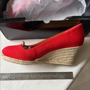 J. Crew Red Wedge Espadrilles